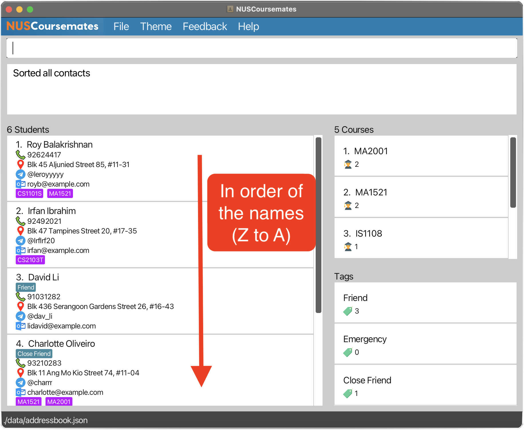 sort_name descending